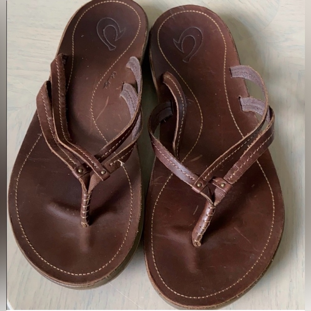 Brown Leather Thong Sandals